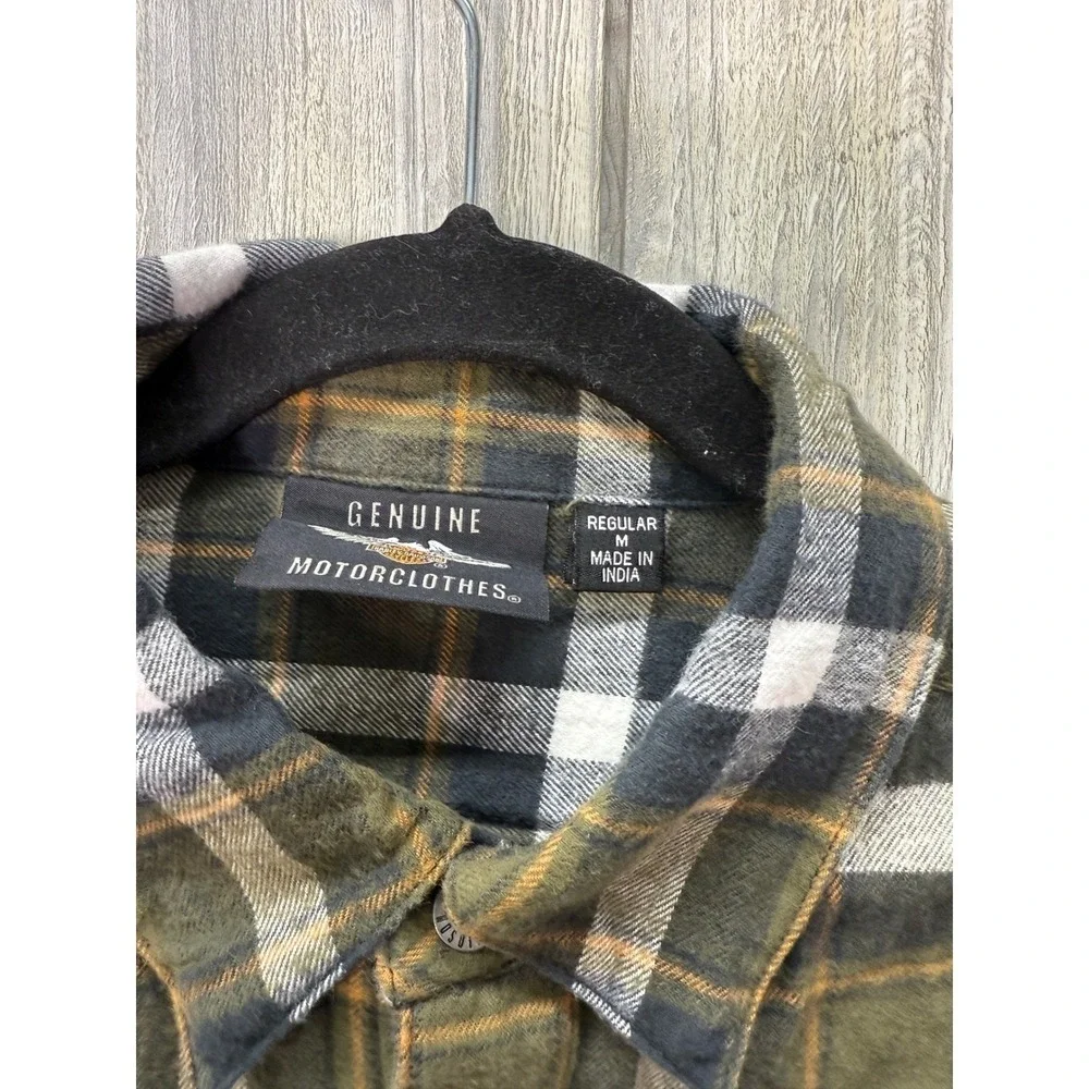 Harley-Davidson Mens Plaid Flannel Shirt Olive Green Long Sleeve Button Up Med